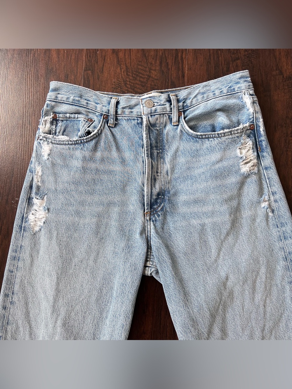 AGOLDE 90’s Crop Distressed Jeans Light Wash High Rise 28 - Picture 10 of 16
